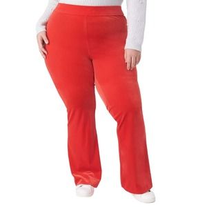 Lane Bryant Women's Velvet Pull on Mid Rise Flare Pants Size 18 Red